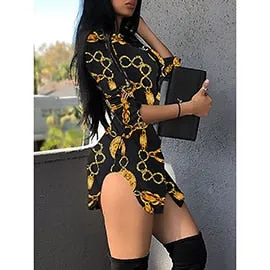 New Print Sexy Nightclub Lace Ladies Short Dress