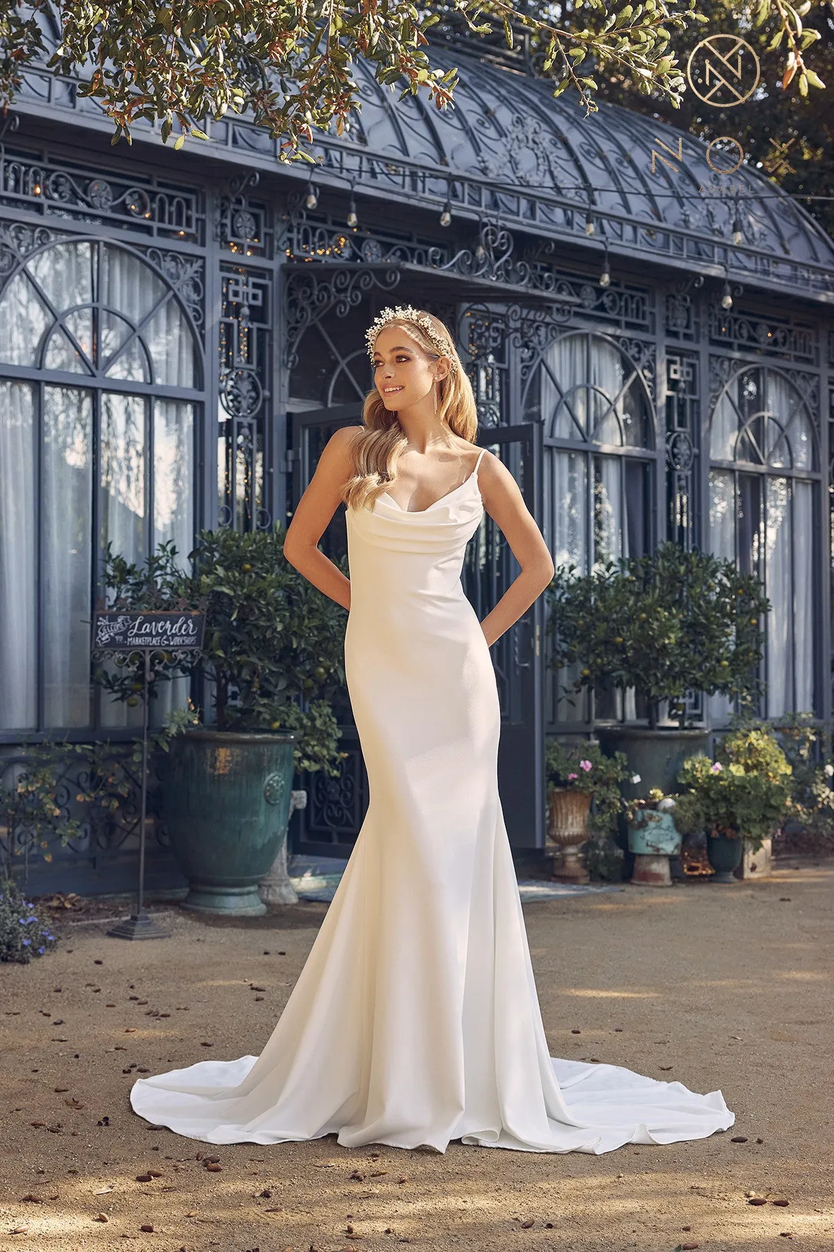 NOX ANABEL JE954 Cowl Minimalist Mermaid Wedding Dress