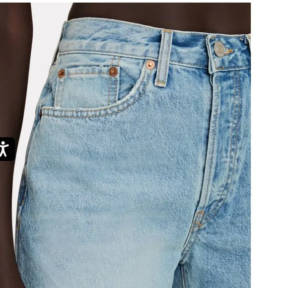 NWT Re/Done 90’s Comfy Organic Cotton Denim Jean Shorts in Worn in Naf Size 25