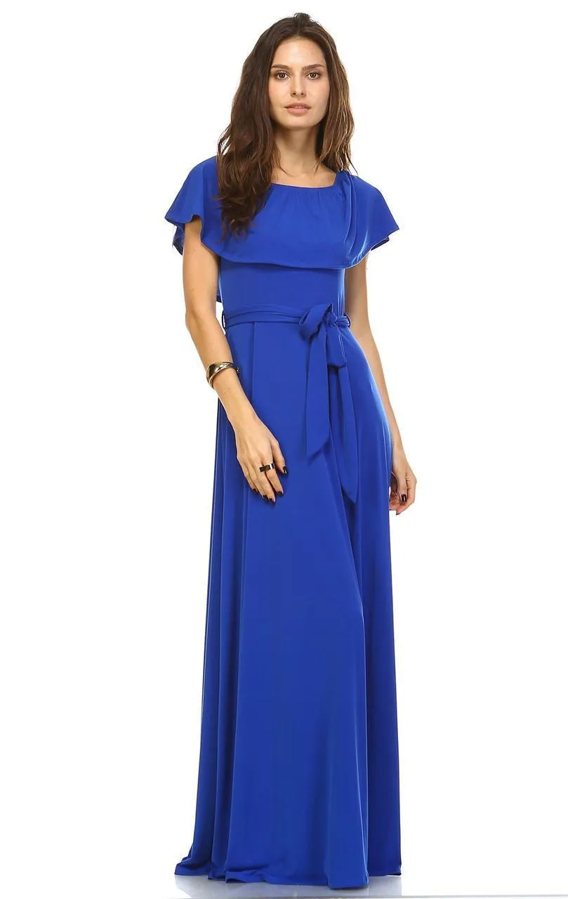 Off The Shoulder Wrap Maxi Dress Blue