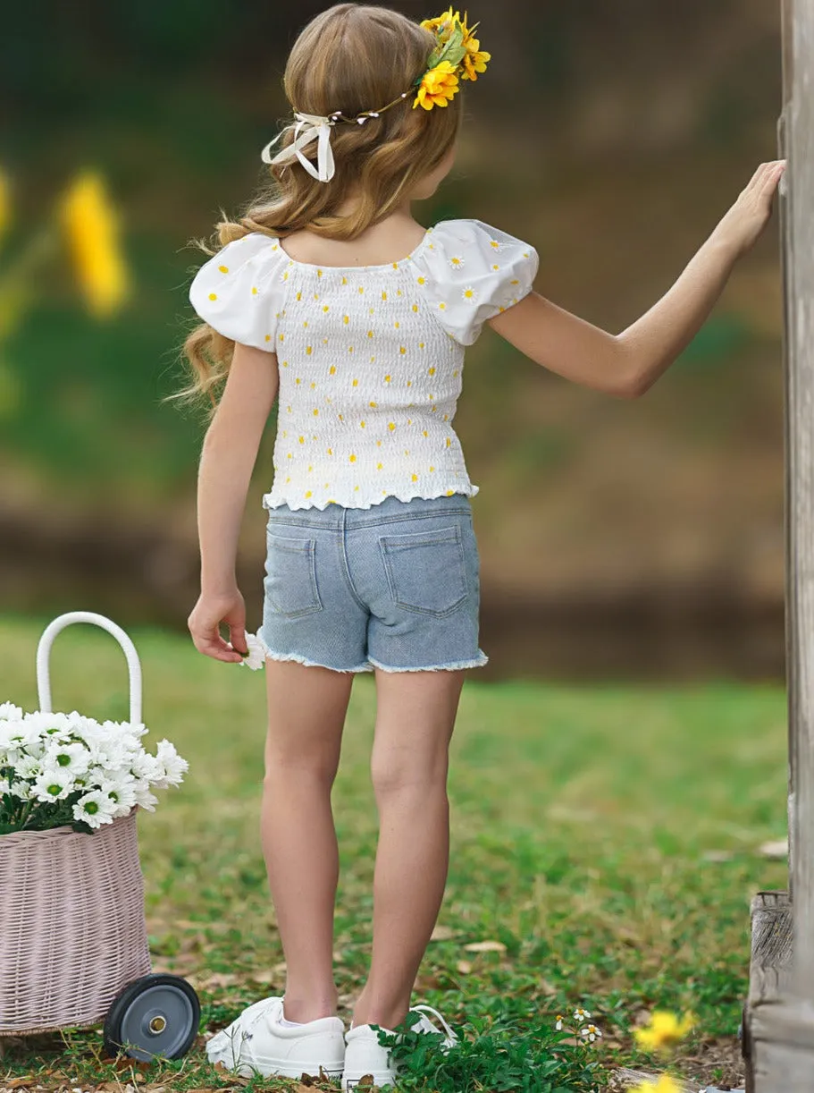 Oopsie Daisy Denim Short Set