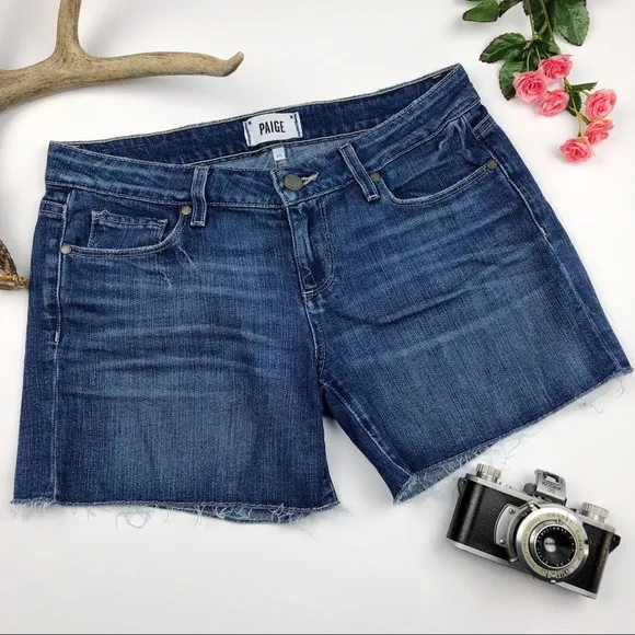 PAIGE Denim Jimmy Jimmy Low-rise Cutoff Jean Shorts