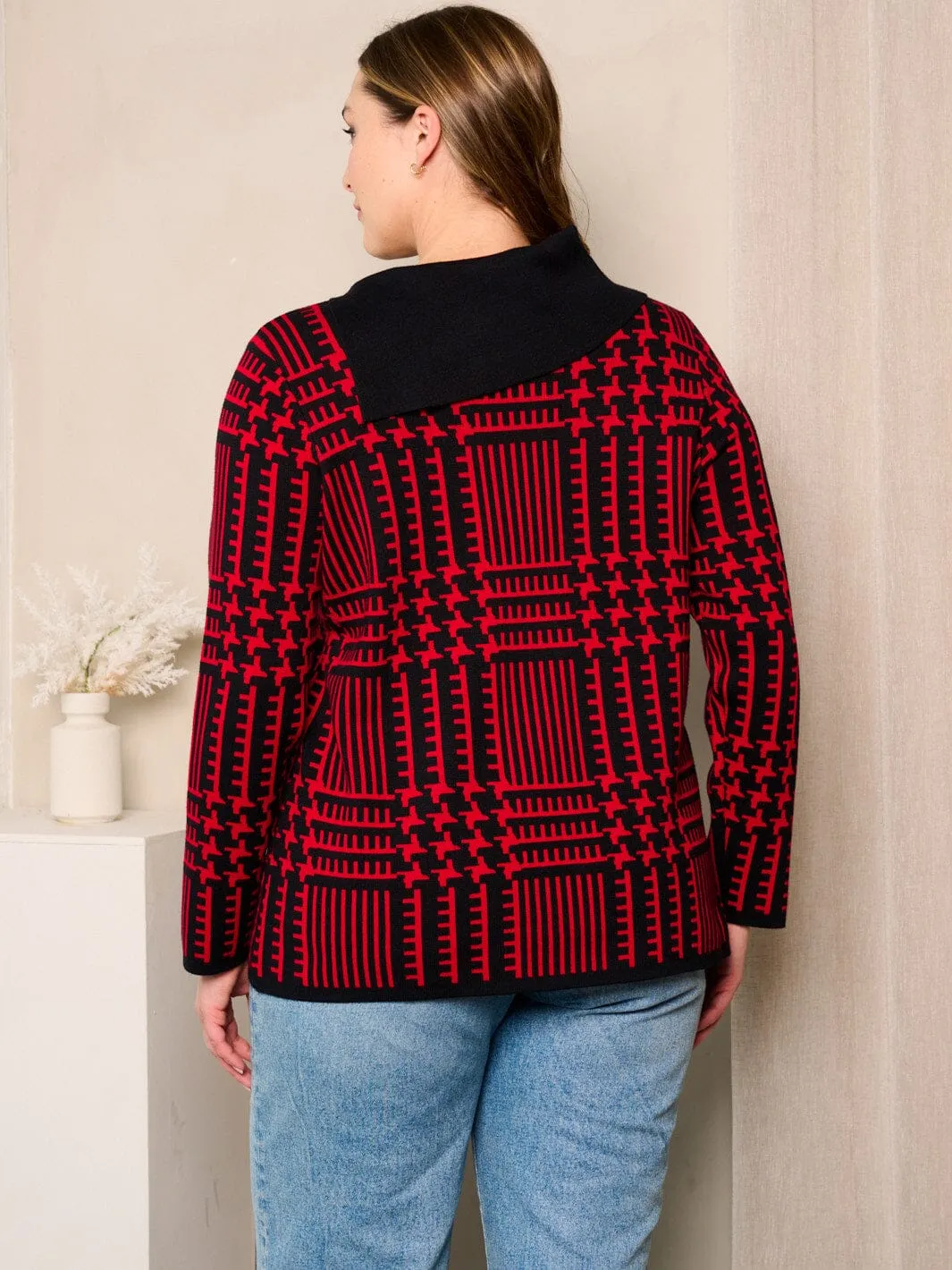 PLUS SIZE LONG SLEEVES COLORBLOCK COWL NECK TOP