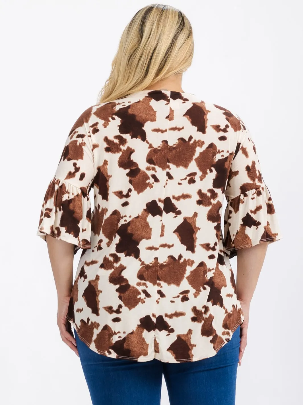 PLUS SIZE SHORT SLEEVE TUNIC ANIMAL PRINT COLORBLOCK TOP