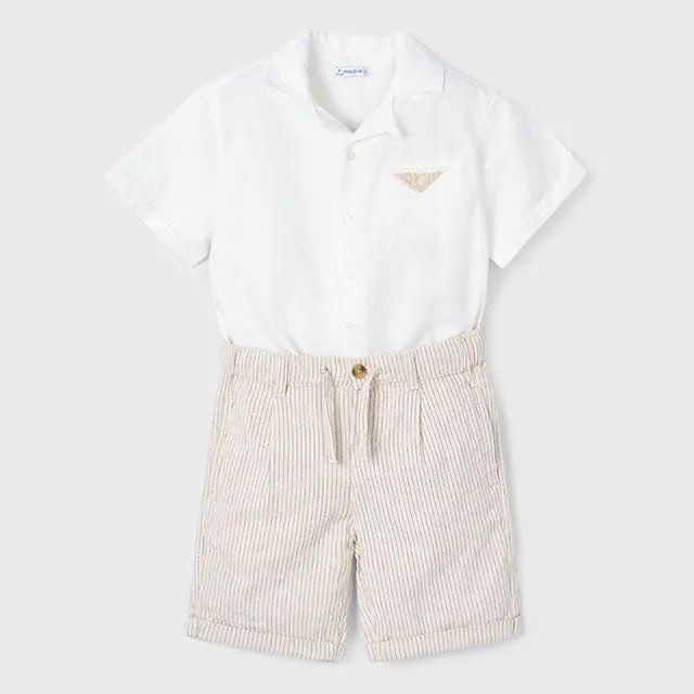 PRE ORDER - NEW SS25 Mayoral Boys Bermuda Shorts Set 3231 Cream/91