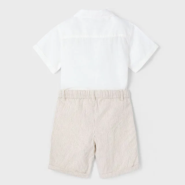 PRE ORDER - NEW SS25 Mayoral Boys Bermuda Shorts Set 3231 Cream/91