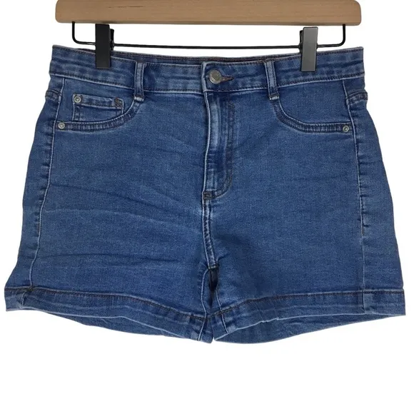 PULL&amp;BEAR Jean Shorts Mid Rise Medium Wash Stretch Denim Festival EUR 36 MEX 26