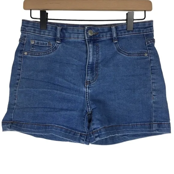 PULL&amp;BEAR Jean Shorts Mid Rise Medium Wash Stretch Denim Festival EUR 36 MEX 26