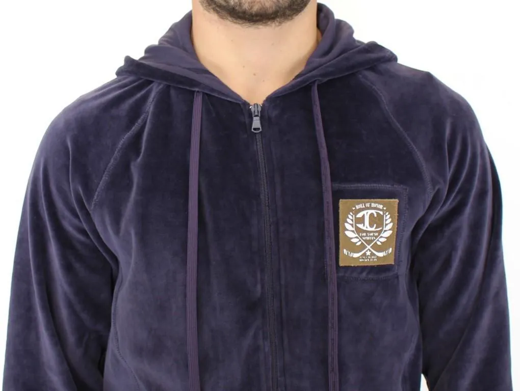 Purple zipper hooded sport sweater