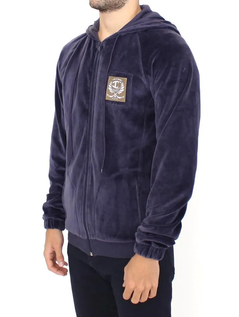 Purple zipper hooded sport sweater