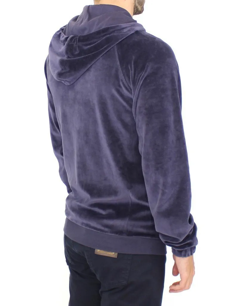 Purple zipper hooded sport sweater