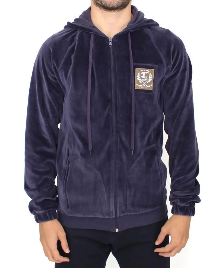 Purple zipper hooded sport sweater