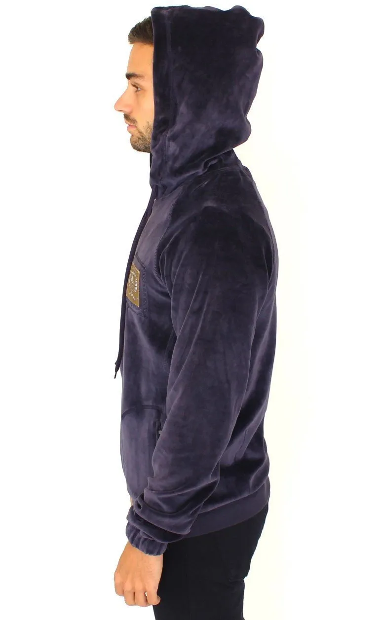 Purple zipper hooded sport sweater