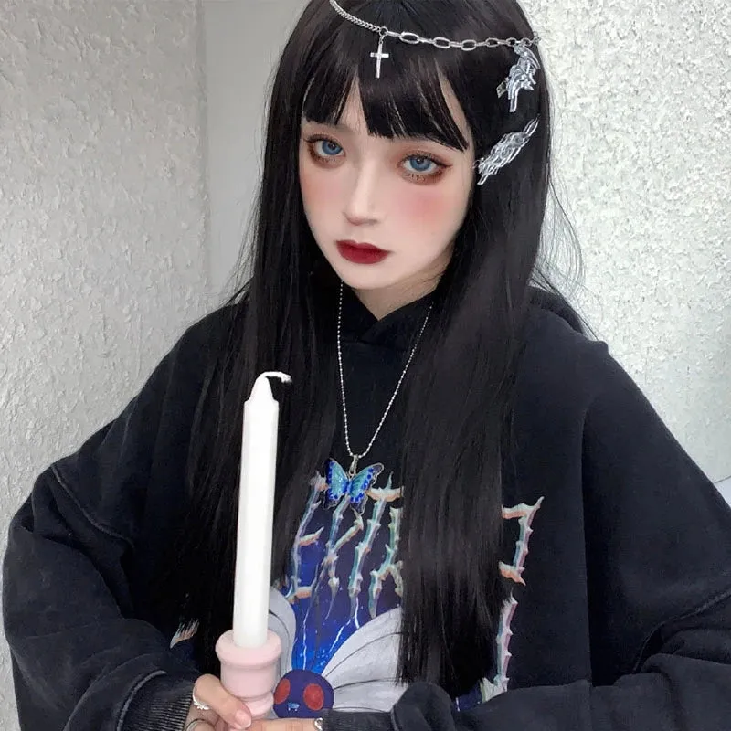 "CUTE BLACK LONG STRAIGHT" WIG Y040326