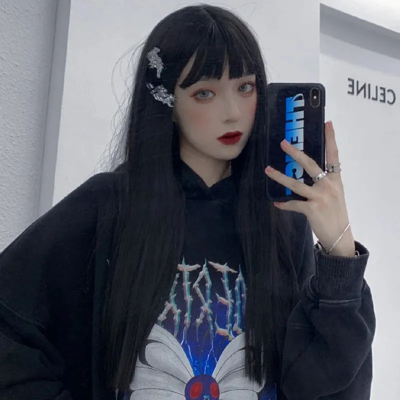 "CUTE BLACK LONG STRAIGHT" WIG Y040326