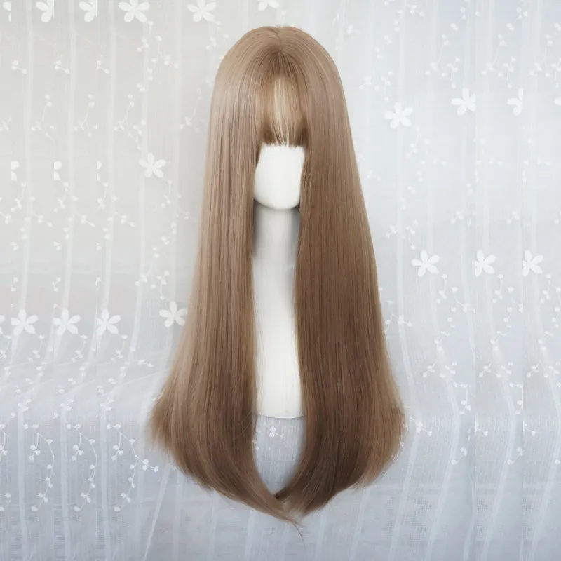 "GOLDEN BROWN CUTE TEMPERAMENT AIR BANGS" LONG STRAIGHT WIG S040102