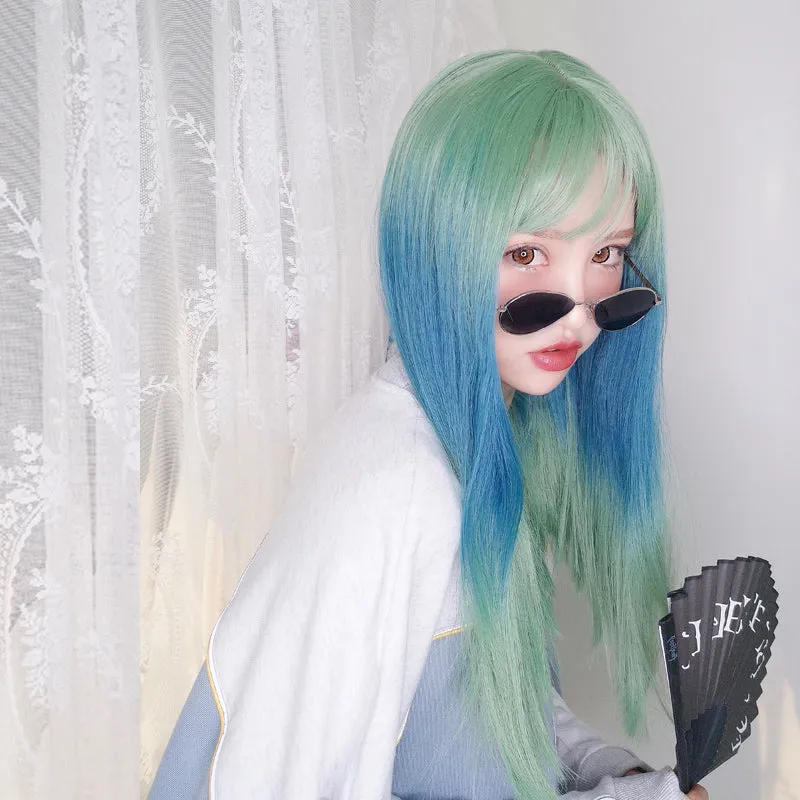 "GREEN GRADIENT BLUE" STRAIGHT WIG K082205