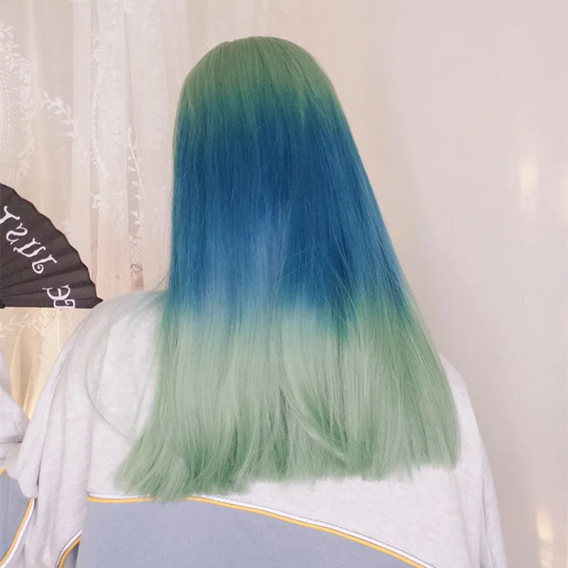 "GREEN GRADIENT BLUE" STRAIGHT WIG K082205