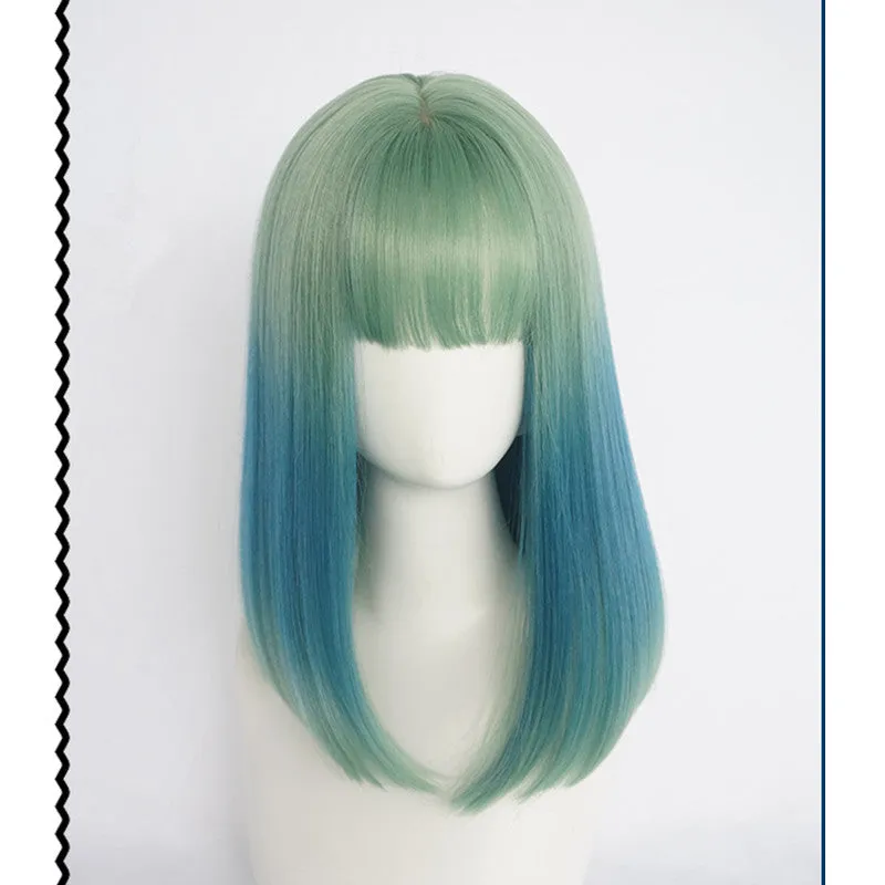 "GREEN GRADIENT BLUE" STRAIGHT WIG K082205
