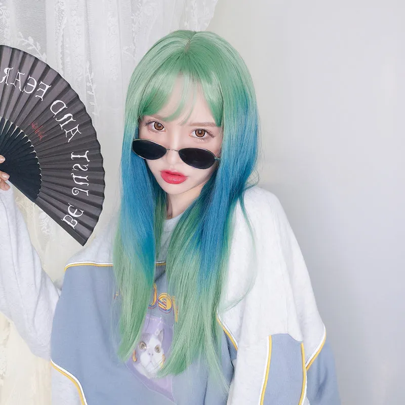 "GREEN GRADIENT BLUE" STRAIGHT WIG K082205
