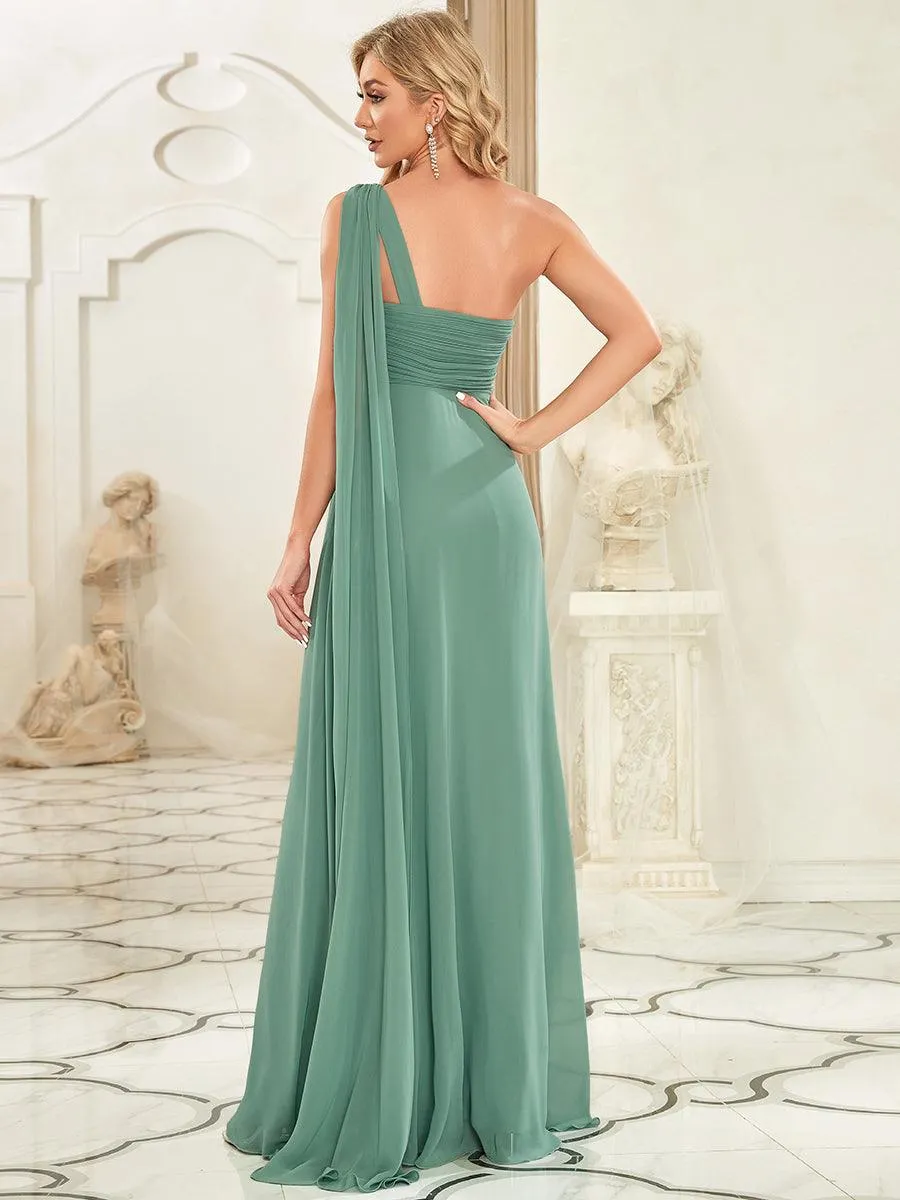 Robes de Soirée élégant Maxi Chiffon avec Une épaule pour Femmes