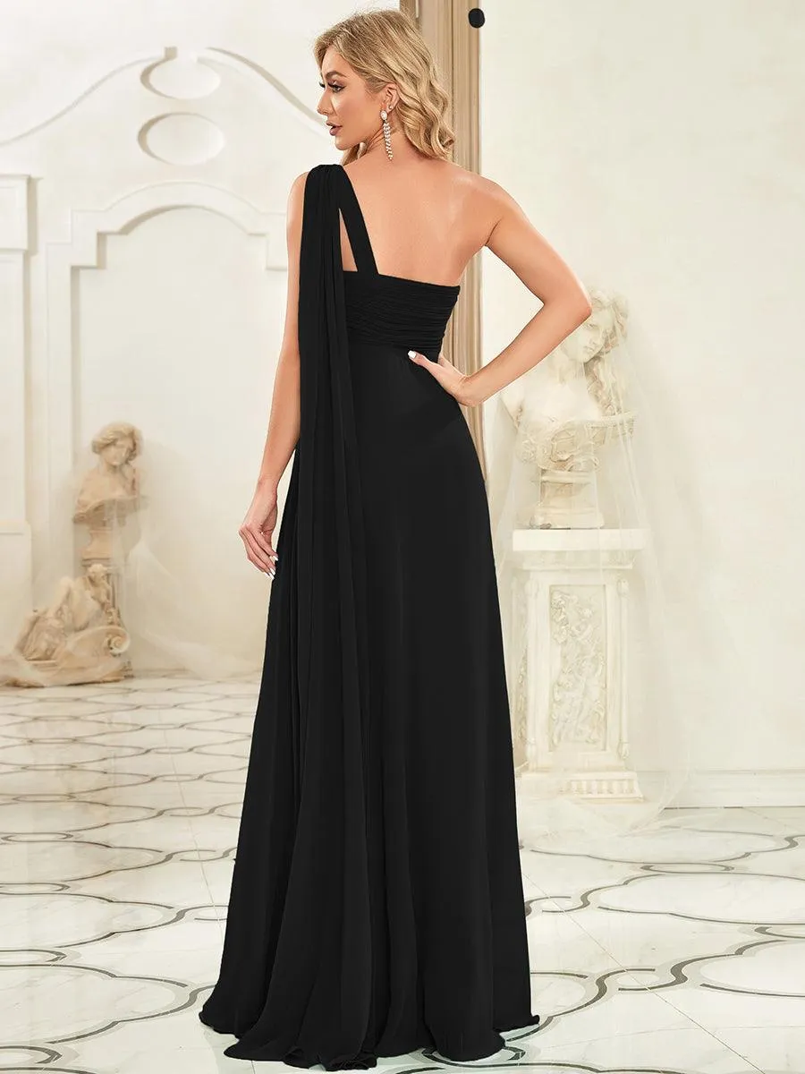 Robes de Soirée élégant Maxi Chiffon avec Une épaule pour Femmes