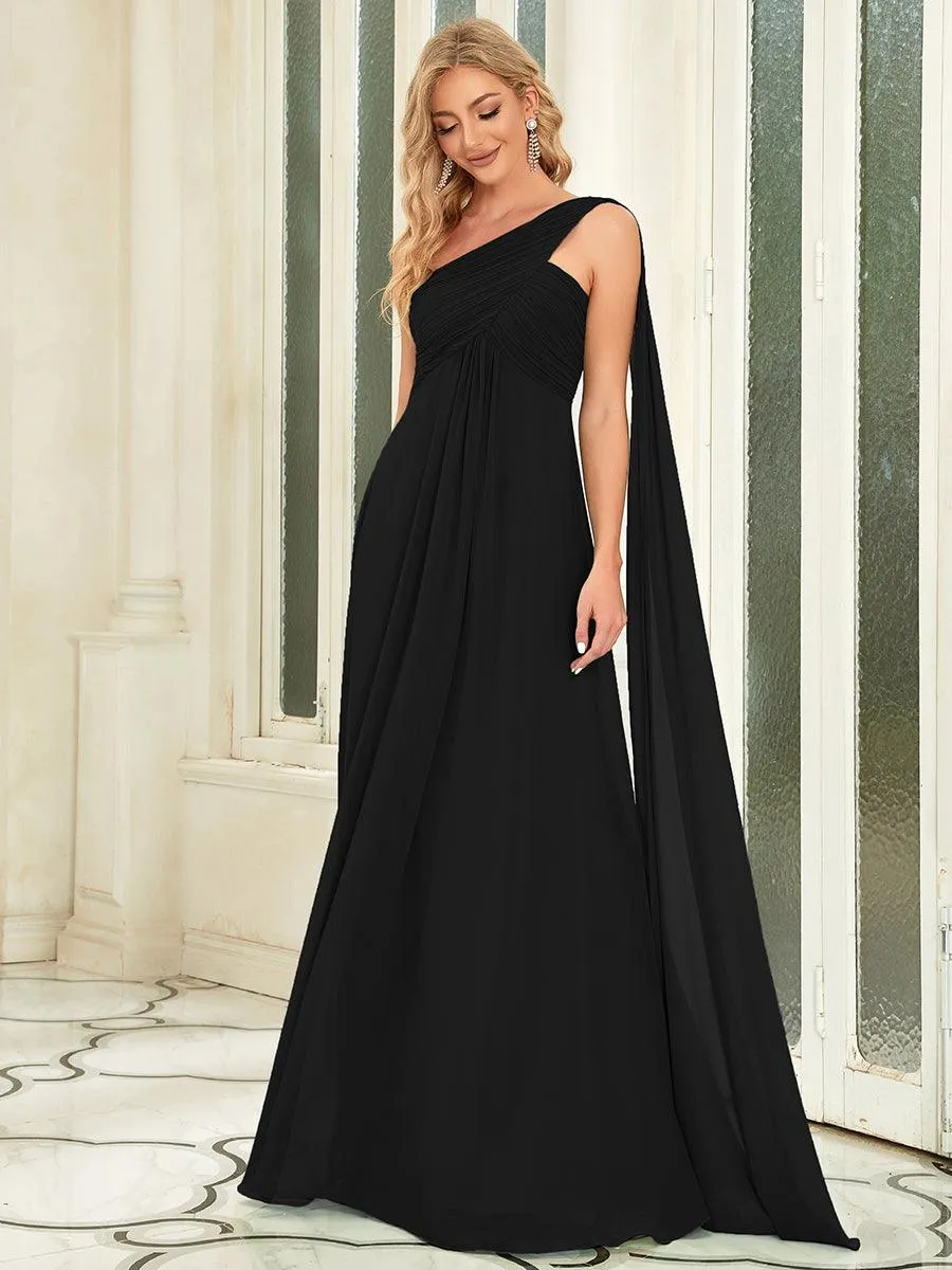 Robes de Soirée élégant Maxi Chiffon avec Une épaule pour Femmes