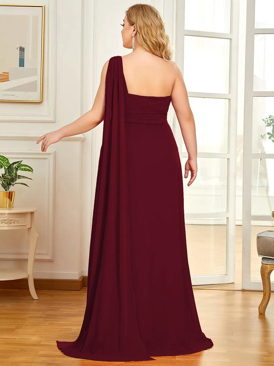 Robes de Soirée élégant Maxi Chiffon avec Une épaule pour Femmes