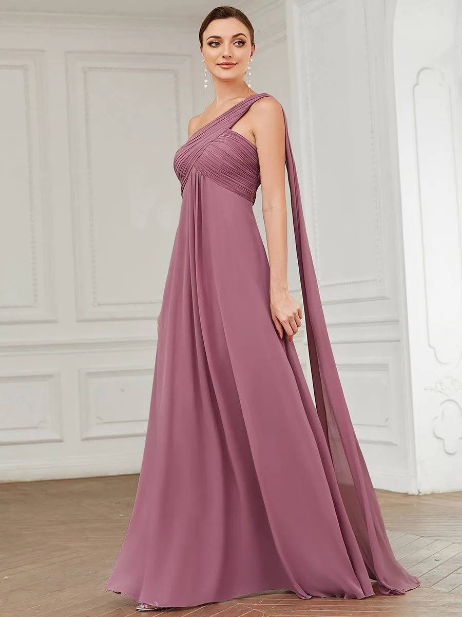 Robes de Soirée élégant Maxi Chiffon avec Une épaule pour Femmes