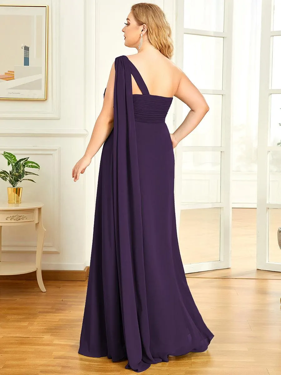 Robes de Soirée élégant Maxi Chiffon avec Une épaule pour Femmes