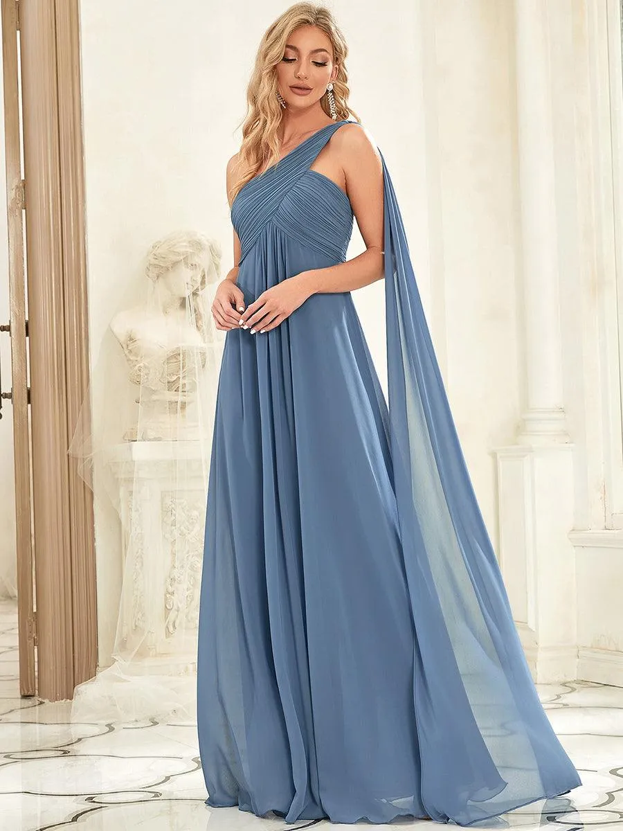 Robes de Soirée élégant Maxi Chiffon avec Une épaule pour Femmes