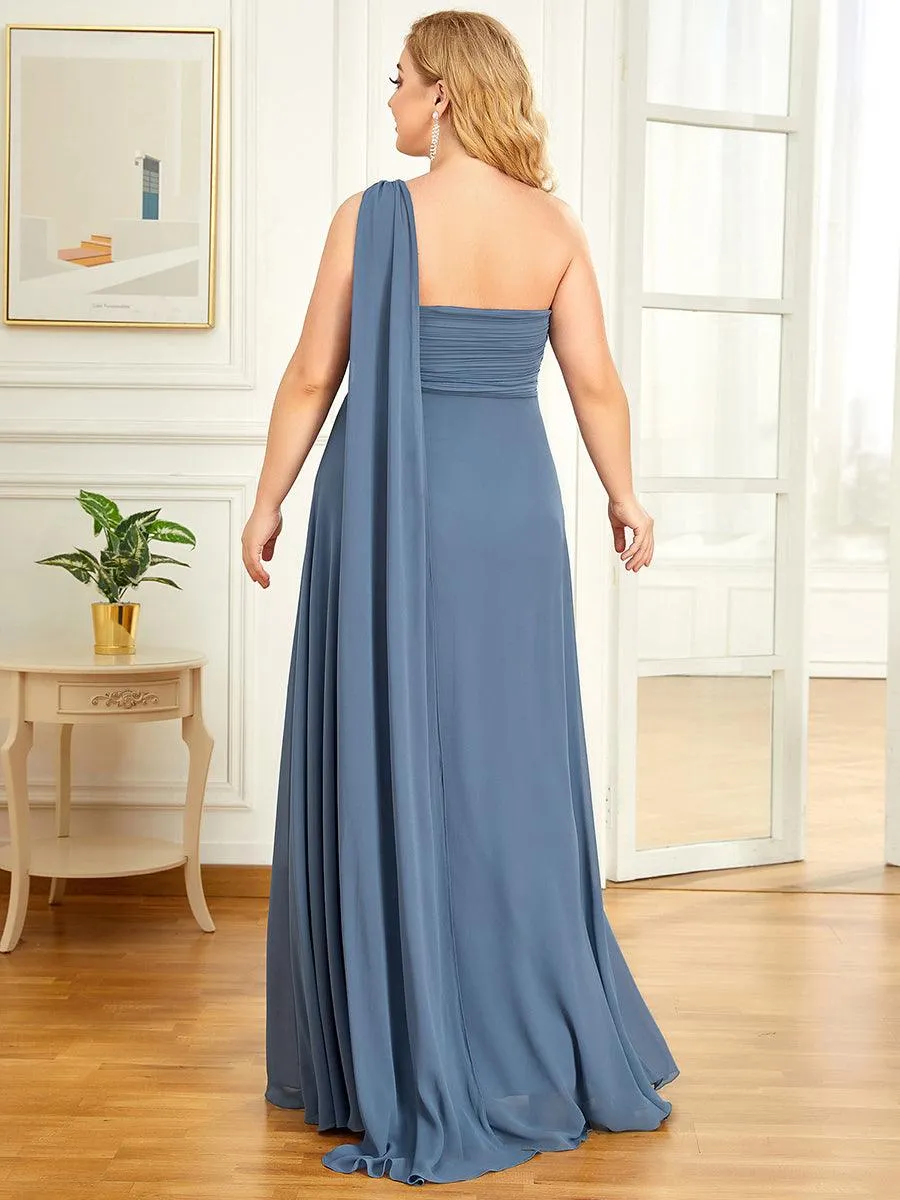 Robes de Soirée élégant Maxi Chiffon avec Une épaule pour Femmes