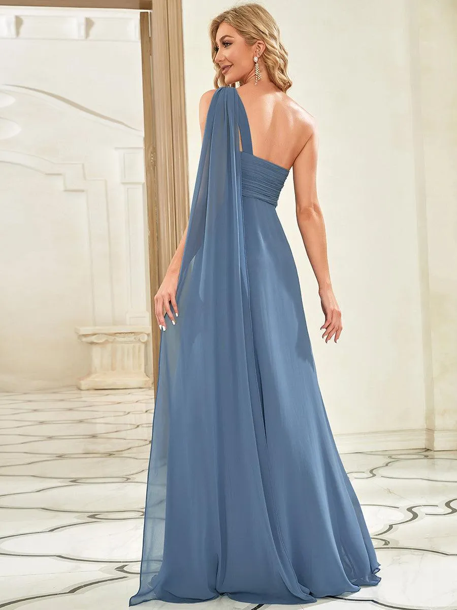 Robes de Soirée élégant Maxi Chiffon avec Une épaule pour Femmes