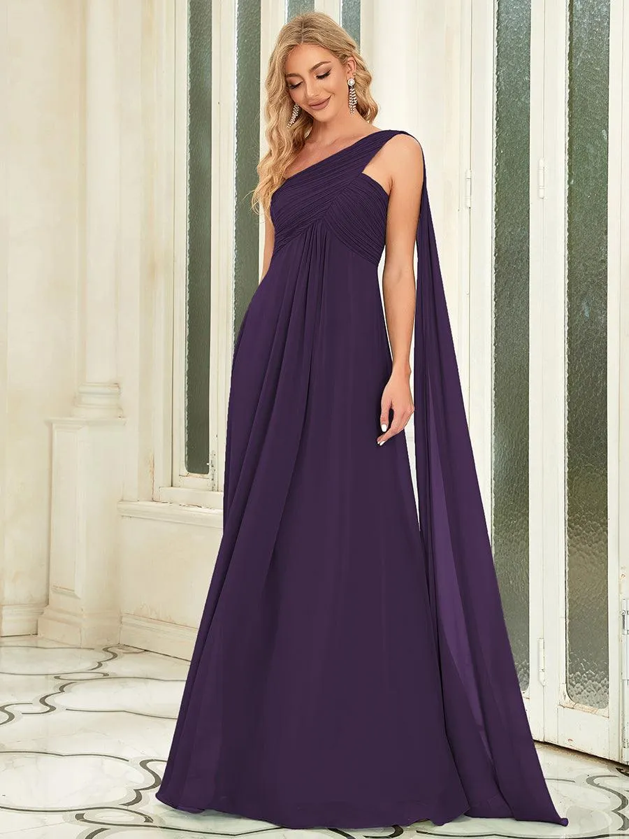 Robes de Soirée élégant Maxi Chiffon avec Une épaule pour Femmes