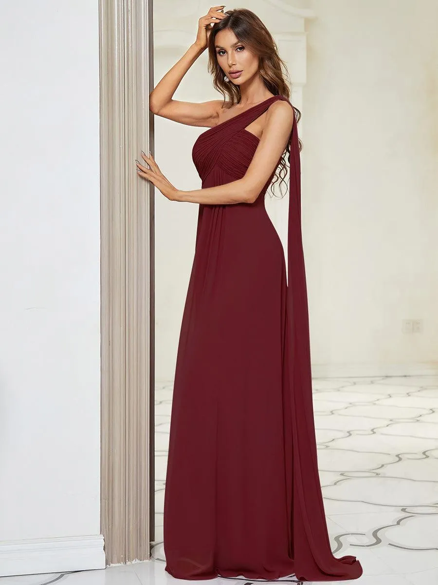 Robes de Soirée élégant Maxi Chiffon avec Une épaule pour Femmes