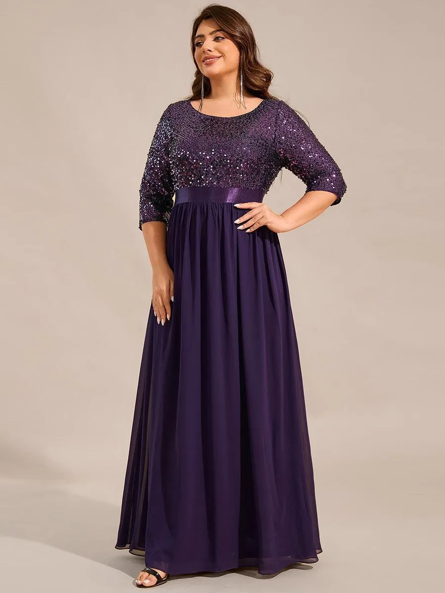 Robes de soirée longues en tulle et paillettes pour la mère de la mariée Grande taille