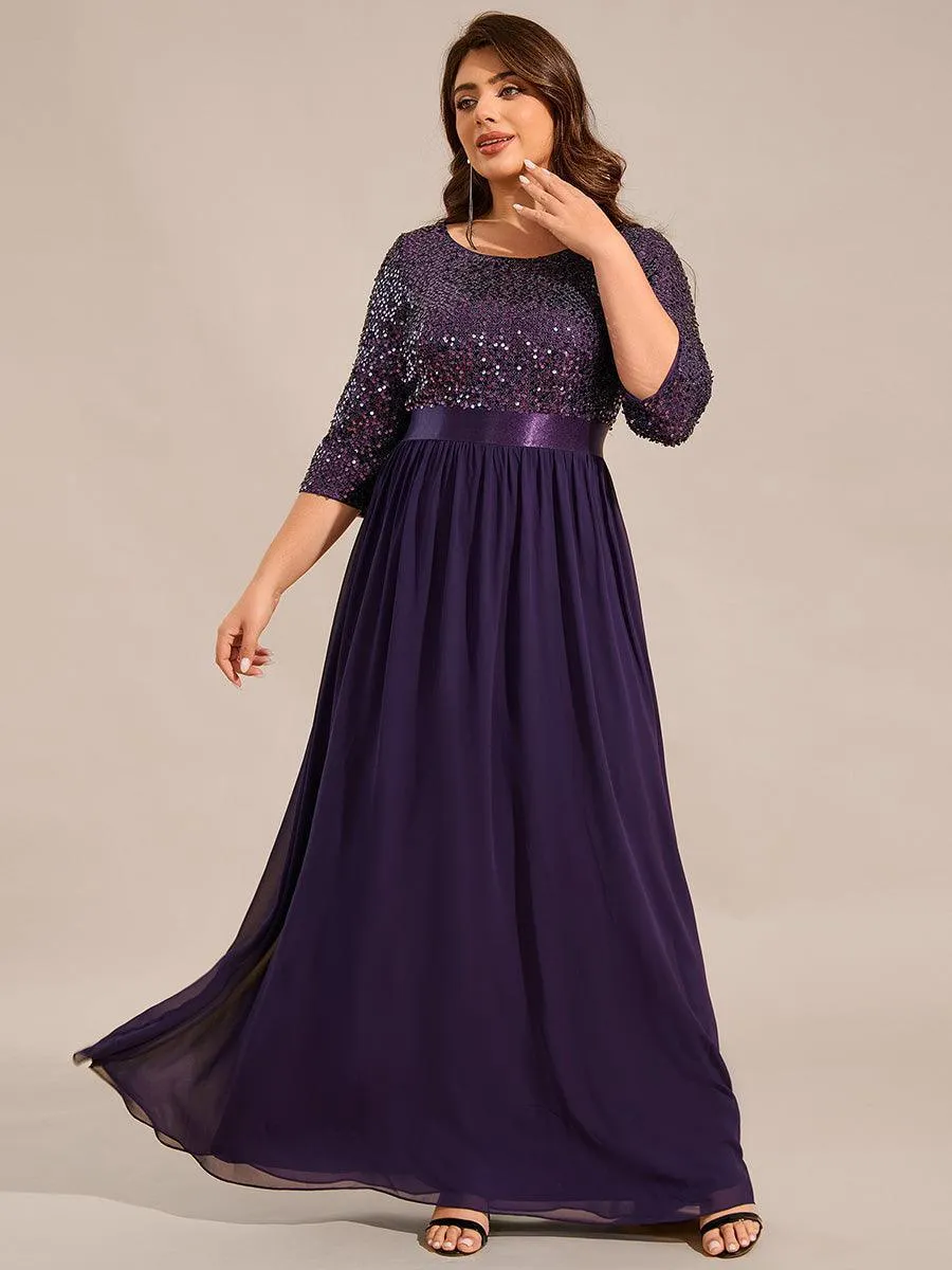 Robes de soirée longues en tulle et paillettes pour la mère de la mariée Grande taille