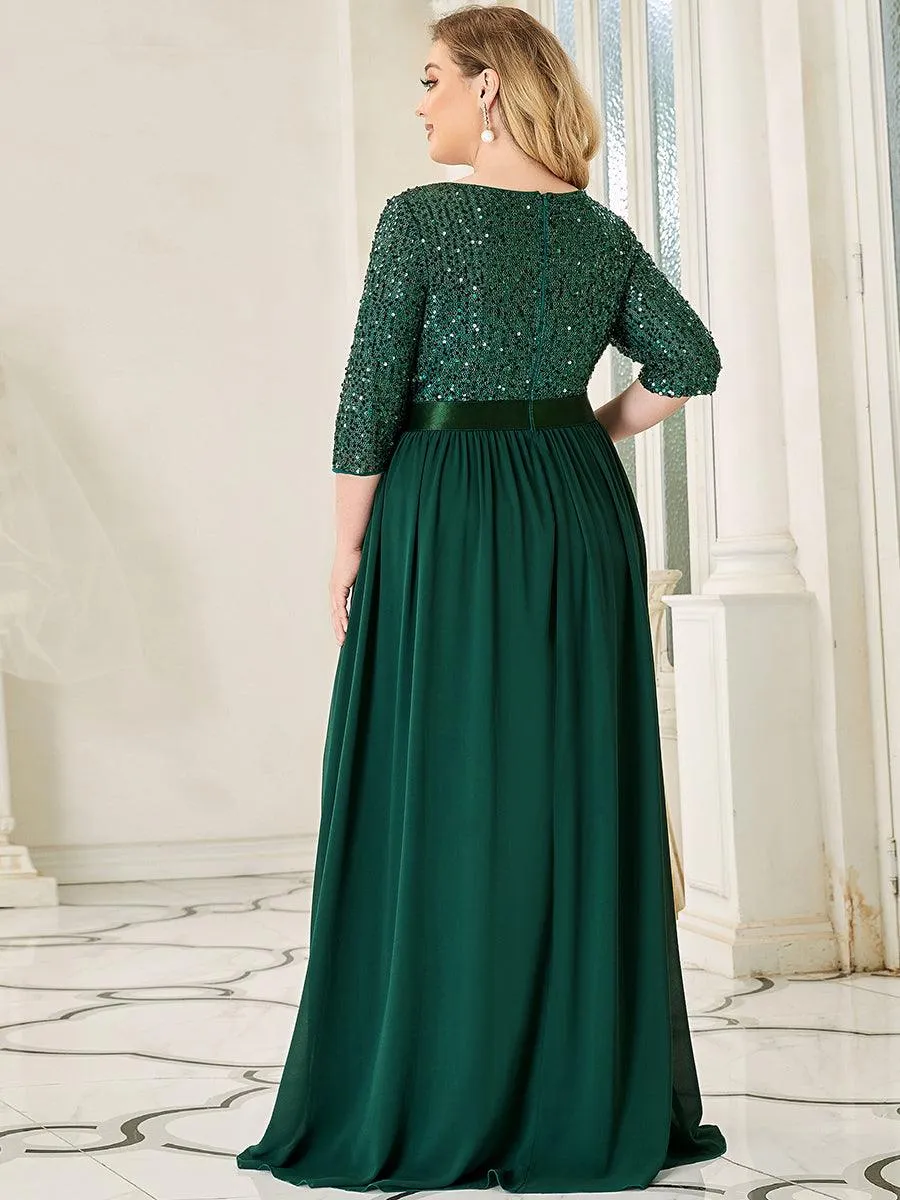 Robes de soirée longues en tulle et paillettes pour la mère de la mariée Grande taille
