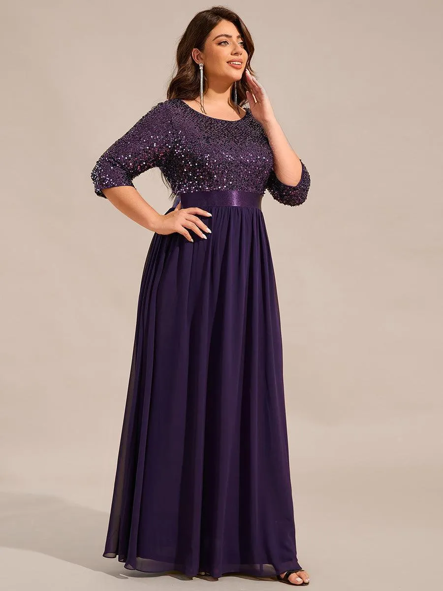 Robes de soirée longues en tulle et paillettes pour la mère de la mariée Grande taille