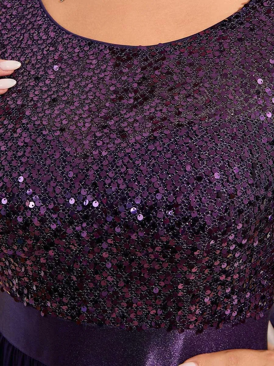 Robes de soirée longues en tulle et paillettes pour la mère de la mariée Grande taille
