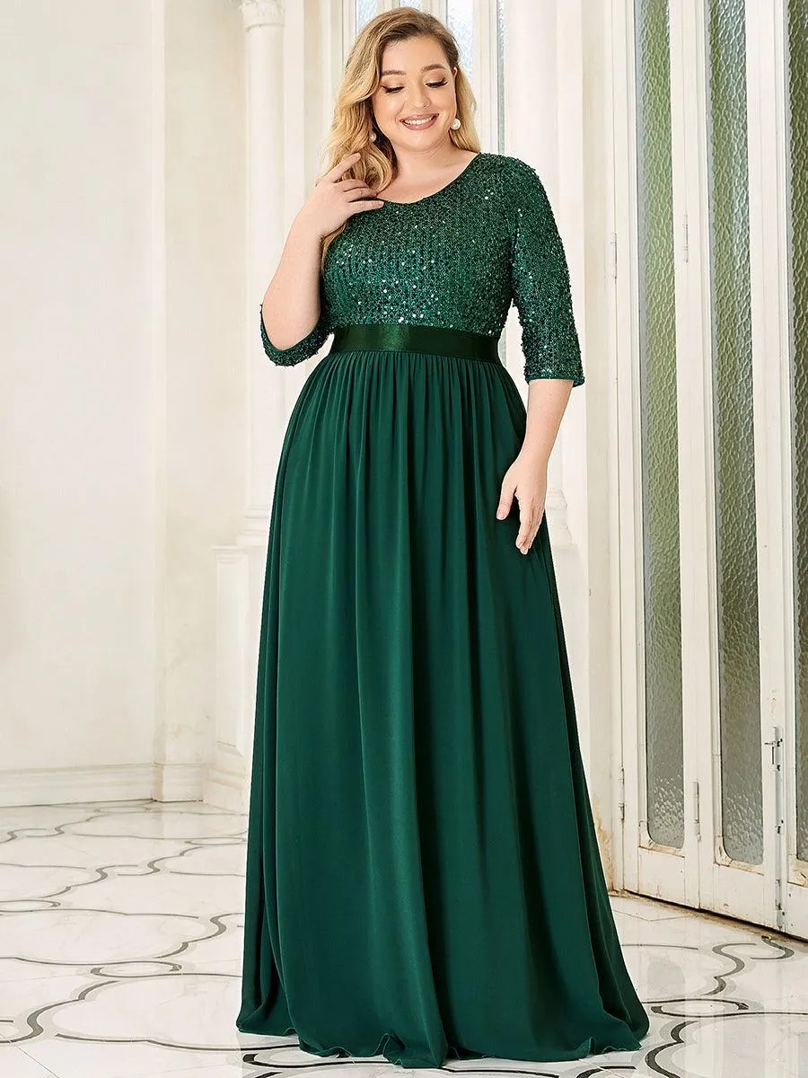 Robes de soirée longues en tulle et paillettes pour la mère de la mariée Grande taille
