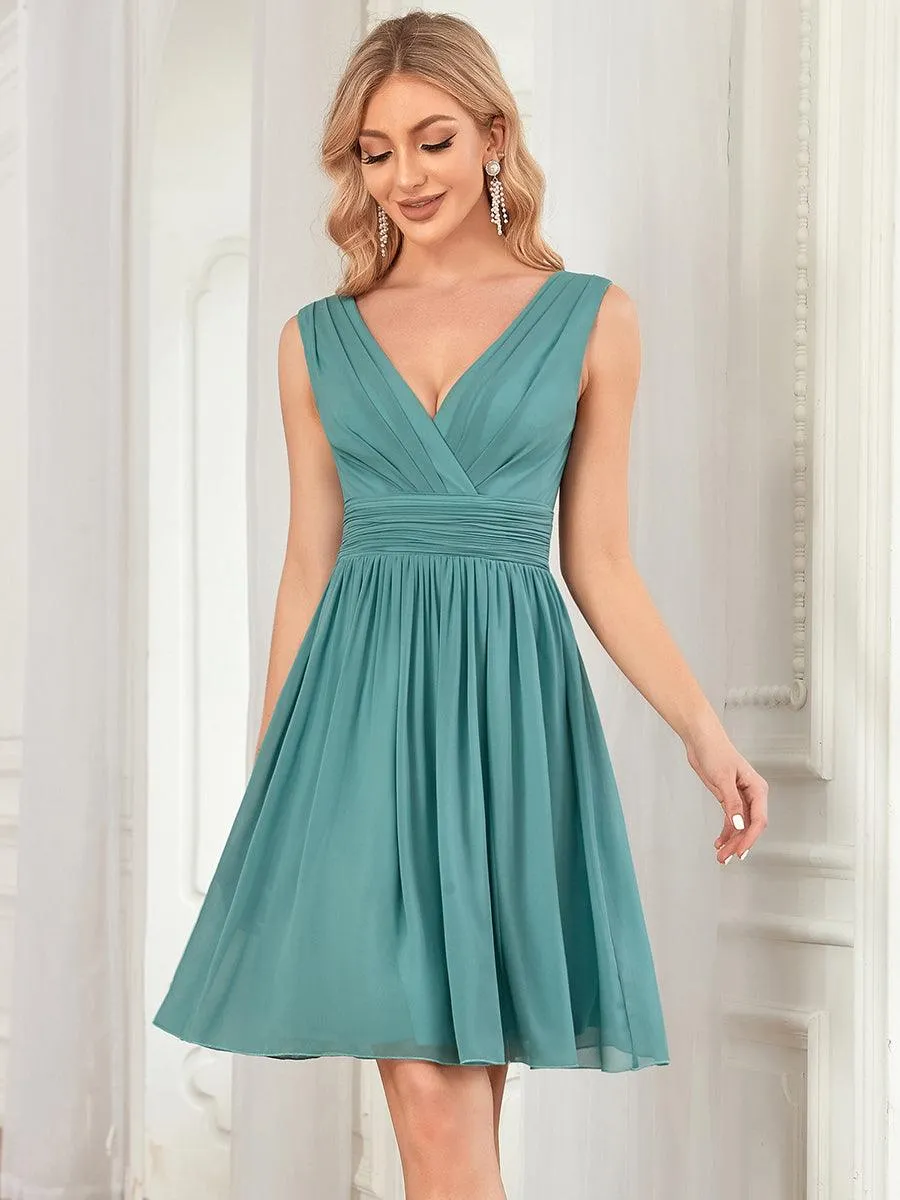 Robes Demoiselle D'Honneurde élégant Mi-Longue Chiffon à Col V