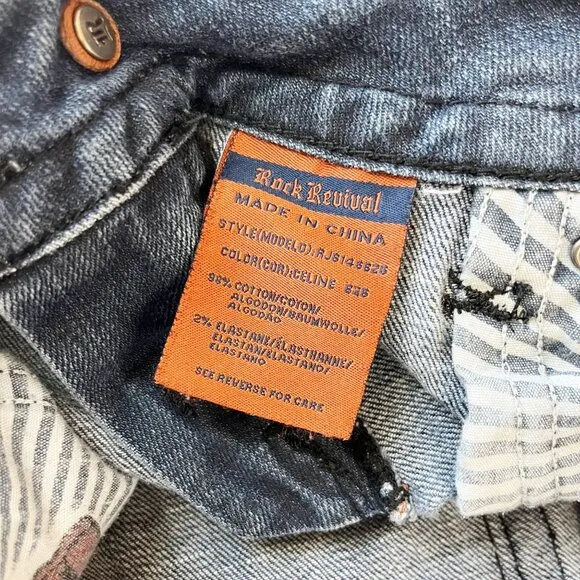 Rock Revival Celine Boot Medium Wash Denim Jean Shorts - Size 28