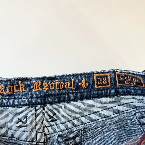 Rock Revival Celine Boot Medium Wash Denim Jean Shorts - Size 28