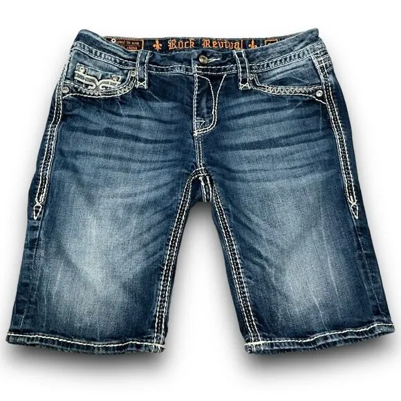 Rock Revival Sherry Easy Bermuda Jean Shorts Women’s Size 28
