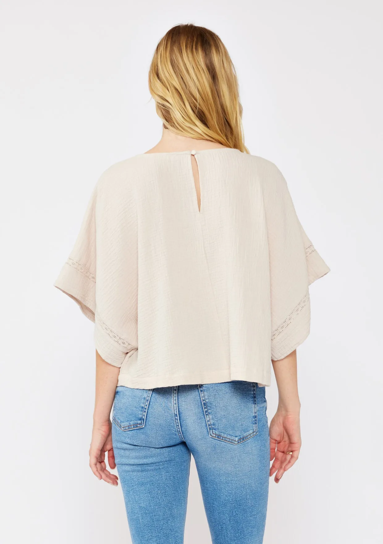 Round Neck Lace-Trimmed Crop Top