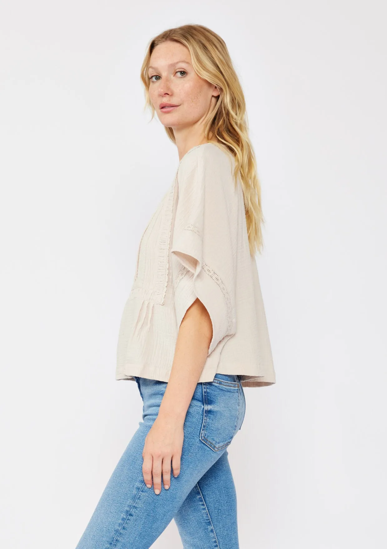 Round Neck Lace-Trimmed Crop Top