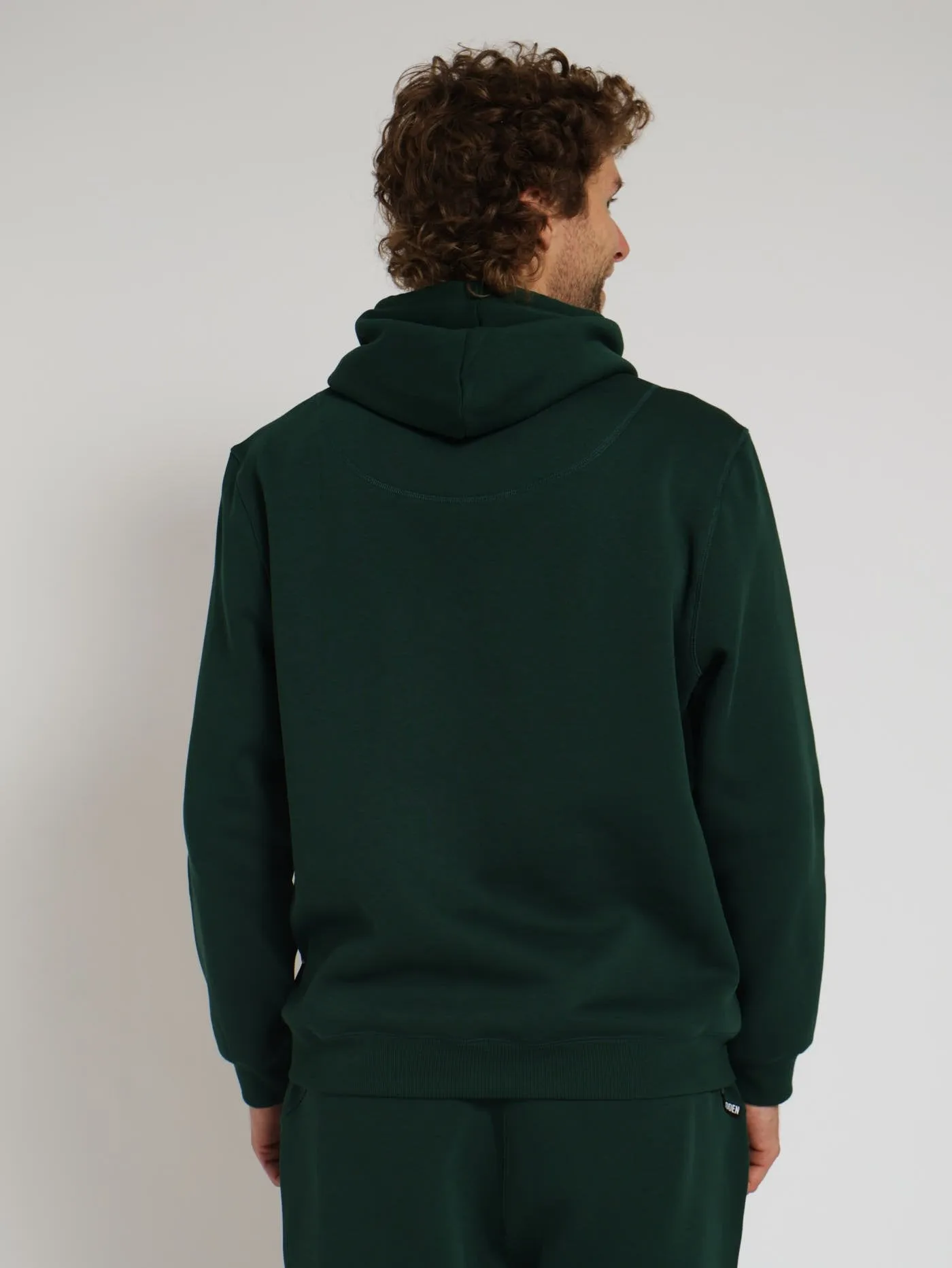 Samuel Basic Hooded Fleece Sweat Top - Forest Green