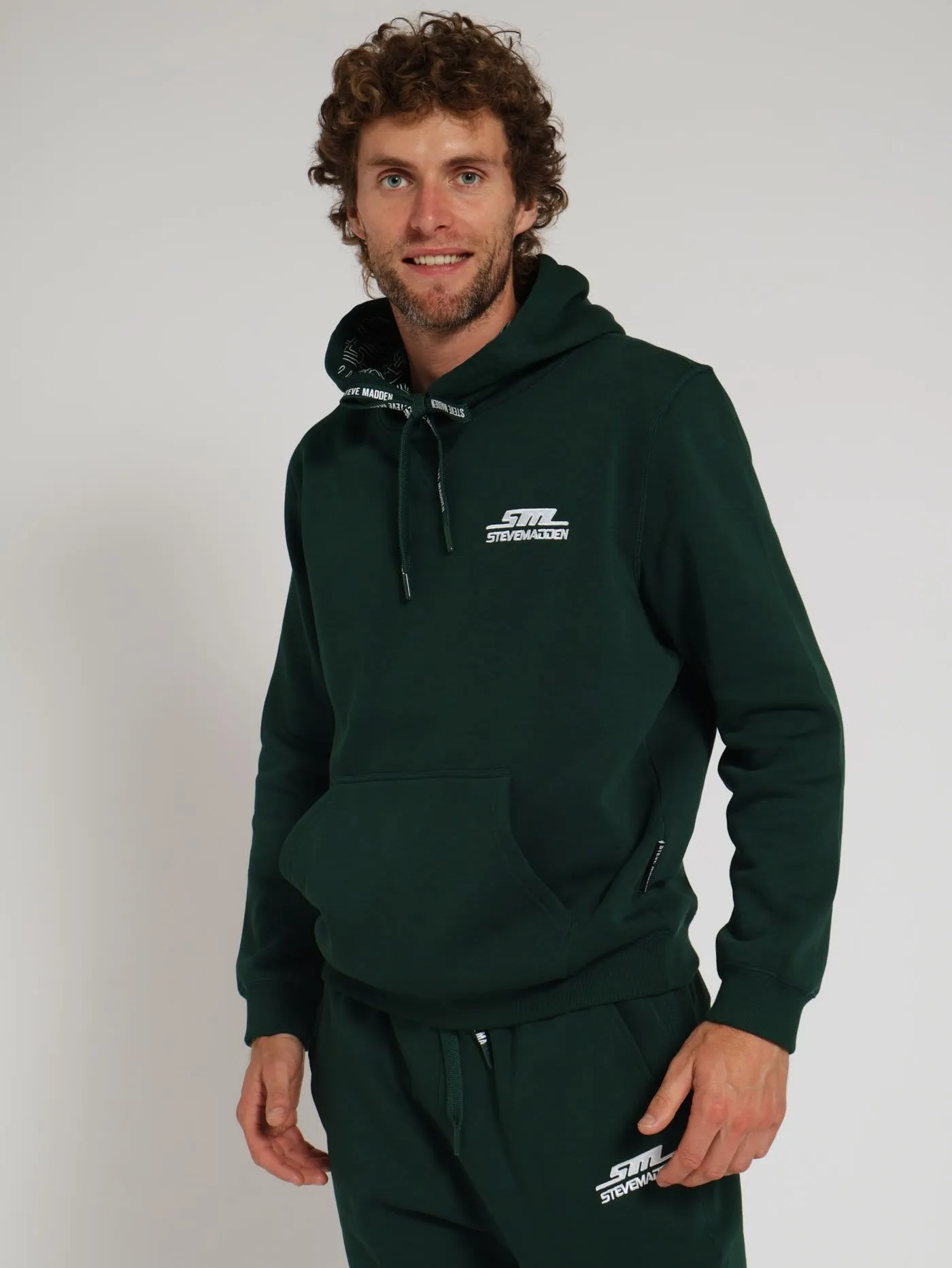 Samuel Basic Hooded Fleece Sweat Top - Forest Green