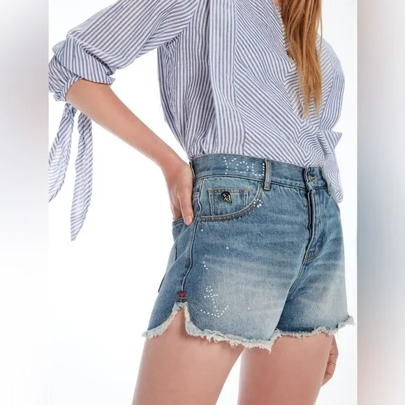 Scotch &amp; Soda You Blow Me Away Ocean Shade Blue Denim Jean Shorts Sz 24 NWT $115